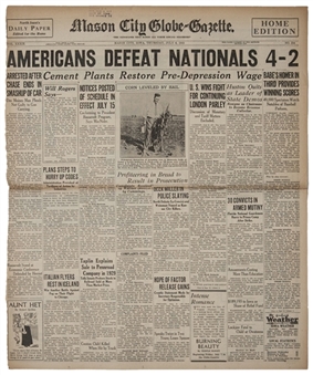 1933 First MLB All Star Game Single Page From Newspaper